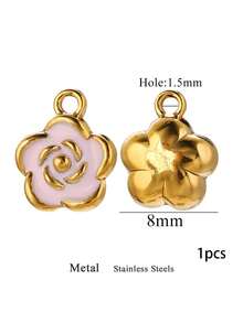 1个5/8/10毫米不锈钢吊坠，金色珐琅玫瑰花，用于珠宝制作DIY耳环、项链、手链，批发 - 彩色 - 查看 11