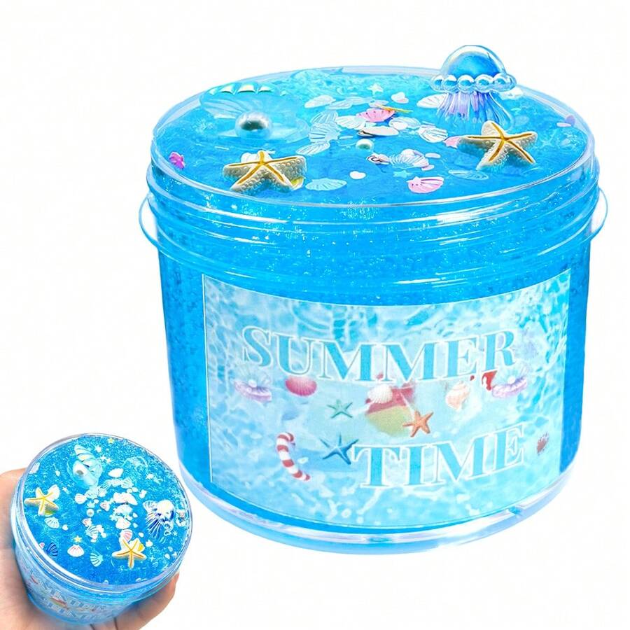 1/12件套儿童史莱姆套装，蓝色史莱姆配件，解压玩具，不粘手，适合儿童派对、生日礼物 - 彩色 - 查看 1