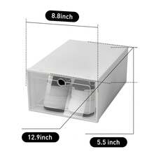 HaroldDol 20pc Large Clear Plastic Shoe Storage Boxes Drawer Foldable Stackable Shoe Box Space Saving Foldable Shoe Rack Sneaker Containers Holders With Lids The Best Gift/Present For Family&Friends Happy Christmas - White - View 3