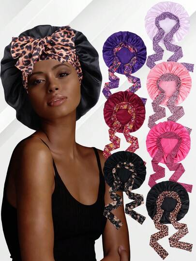 Soft Luxurious Satin Bonnet - Adjustable Tie Band & Bow Accent, Comfortable Ruffled Design For A Snug Fit, Hair Protection | Satin Cap | Smooth Satin Finish For Women & Men