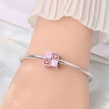 1 Piece Silver-Plated Little Happiness Flat Bead, Perfect Lovers Bead, Love Tango Bead, Happy Little Kangaroo Bead, Glow-In-The-Dark Rose Safety Clasp, Glow-In-The-Dark Rose Pendant, Moon Rose Glow Pendant, Hand-Holding Glow Beads, Sweet Bear Glow Beads, Love Cube Glow Beads. Ideal For Original Snake-Style Bracelets, Necklaces, Bead Strands, DIY Jewelry Making, And Luxurious Bestie Gifts. - Multicolor - View 11