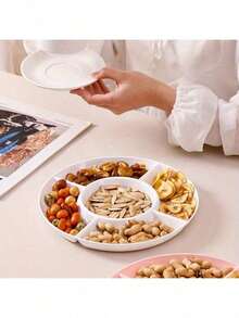 1pc Unstoppable Heart-Shaped Snack Divider Plate, Azeroth Plate, Snack Bowl, Multi-Layer Bowl Plate, Nuts, Candy And Fruit Container, Reusable Plastic Snack Plate With 4 Compartments, Suitable For Home And Restaurant - Multicolor - View 9