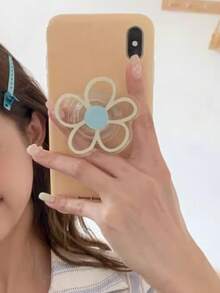 Minimalist Small Yellow Flower Phone Case With Stand, Cute Retractable Creative Unisex Phone Accessory - Multicolor - View 7