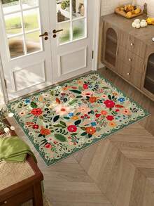 1 件精美花卉地毯，浅绿色底色，饰以色彩缤纷的花卉图案，家居装饰地毯，适用于节日装饰，防污、防滑、易清洁且可机洗，多种尺寸可选，舒适时尚，适用于客厅、沙发、门口、卧室、户外等场所，装饰地毯，卧室装饰，小地毯，地毯，家居装饰，客厅地毯，客厅小地毯，卧室地毯，客厅家居装饰，户外地毯，可水洗地毯 - 彩色 - 查看 16