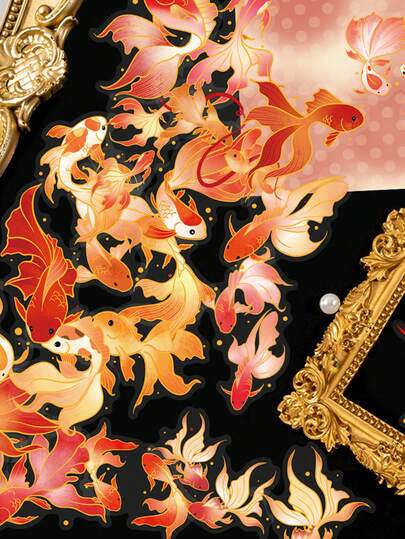 SCXXBSW 50pcs Koi Stickers Holiday Gifts Party & Home Decor Class Reward Birthday Gift Decoration Scrapbook Laptop Luggage Guitar Water Cup Phone Case DIY Decal