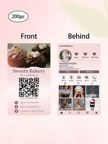 200pcs Customized Bakery Business Cards, Personalized With Photos And Text, Bakery Cards, QR Code Cards, Cake Shop Cards, Professional Pastry Shop Cards - A - View 14