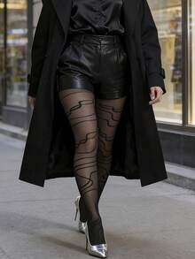 A Pair Or Two Sets Of Fashionable And Sexy Large-Size Irregular-Striped Silk Stockings For Ladies. High-Quality Silk Stockings, Elegant And Sexy, Suitable For Daily Outings. - Black - View 4