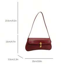 Women's Retro Faux Leather Flap Decor Underarm Shoulder Bag, Suitable For Dates, Outings, Parties And Other Occasions , Office - 紅色 - 查看 7