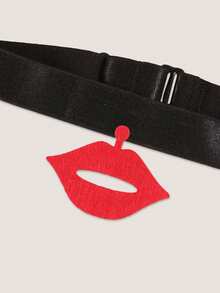 Men's Black Lip Print Briefs, Elastic Comfortable Everyday Underwear, Paired With Necklace - Black - View 7