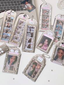 1 PC Silver Glittering Life Four Grid Card Set, Student Quadruple Head Sticker Pendant Card Set, Star Chasing Long Strip Card Set - Multicolor - View 9