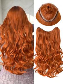 Clip In Hair Extensions V-Shaped 22 Inch Long Body Wave Heat Resistant Fiber Synthetic Hairpiece For Women Girls Party Daily Use - Two-Tone - View 15