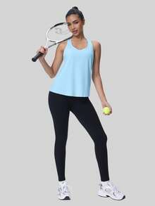 3PCS,Women's Fitness Tank Top, Loose Yoga Shirt, Sport Running Top, Suitable For Sports Travel, Vacation, And Fitness Training. - 淺藍色+淺藍色+淺藍色 - 查看 6