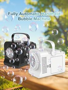 Máquina de burbujas portátil para niños, adecuada para reuniones al aire juegos de verano. Accesorio de niebla de agua y producción de burbujas, diversión de verano. Totalmente automática, producción de burbujas con un solo botón. Diseño de múltiples orificios con iluminación. Salida de burbujas finas. Adecuado como regalo de vacaciones o cumpleaños (no se incluyen baterías ni líquido de burbujas). - Multicolor - Ver 4