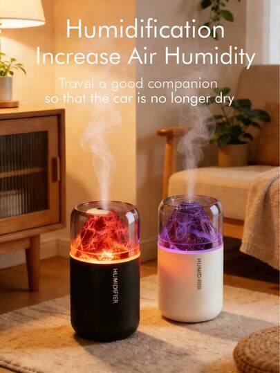 Humidificador mini de roca volcánica con iluminación de 180ml/alimentado por USB, adecuado para autos, hogar, oficina, dormitorio, sala de yoga y meditación, estudio de pilates, regalos, difusor de niebla de bajo ruido