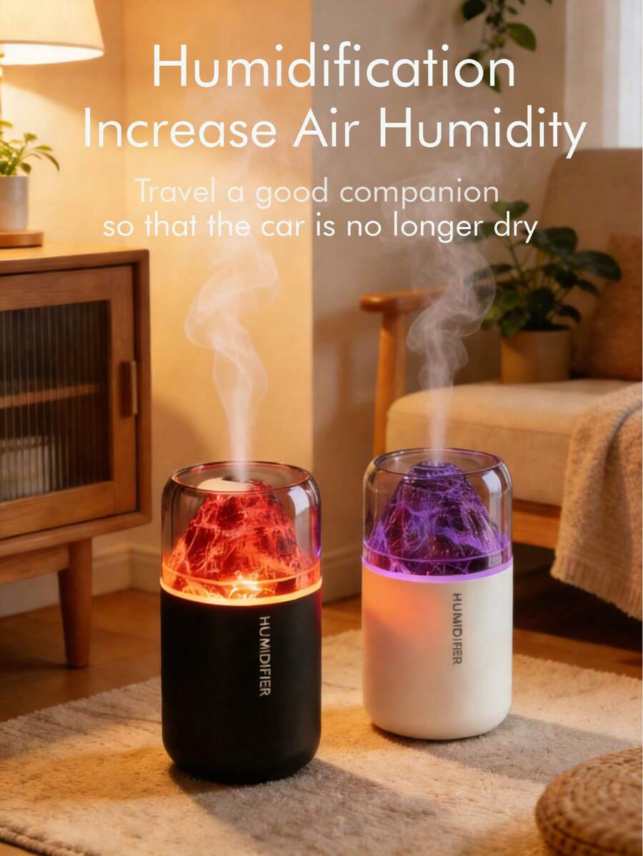 Mini Humidifier Volcanic Rock Lighting 180ml/USB Powered, Suitable For Cars, Home, Office, Bedroom, Yoga Meditation Room, Pilates Studio Gifts Low Noise Mist Diffuser - Oval - View 1