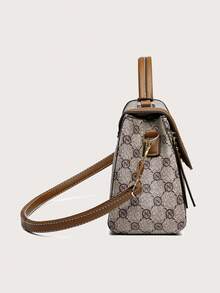 Fashionable Niche One Shoulder Crossbody Handbag, Large Capacity Retro Chic Small Square Bag - Grey - View 4