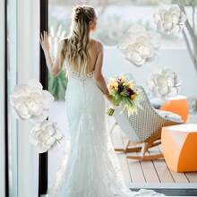 5pcs 12" & 10" Paper Flowers 3D Wall Decor For Weddings, Birthdays, Bridal Shower, Photo Booth, Wedding Arches - Purple+White - View 8