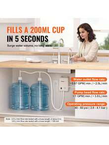 Bottled Water Dispenser Pump System, 2x5 Gallon Dispensing System, Automatic Electric Water Dispenser, Double-Pipe Water Jug Pump, Compatible Use With Coffee/Tea Machine, Refrigerator, Ice Maker - White - View 3