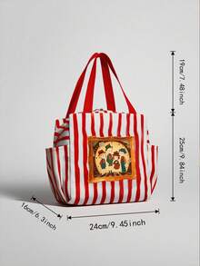 1pc Customized Printed Image/Text Lunch Bag, Suitable For Students, Middle/High School/College And Office Workers. Suitable For Campus, Workplace, Business Events, Commuting, Outdoor Activities, Travel And Gatherings. Insulated Lunch Box Bag, Handheld Aluminum Foil Ice Pack, Lunch Tote, Storage Picnic Bag. Multi-Functional/Large Capacity/Multi-Purpose/Colorful/Cute/Minimalist - Multicolor - View 7