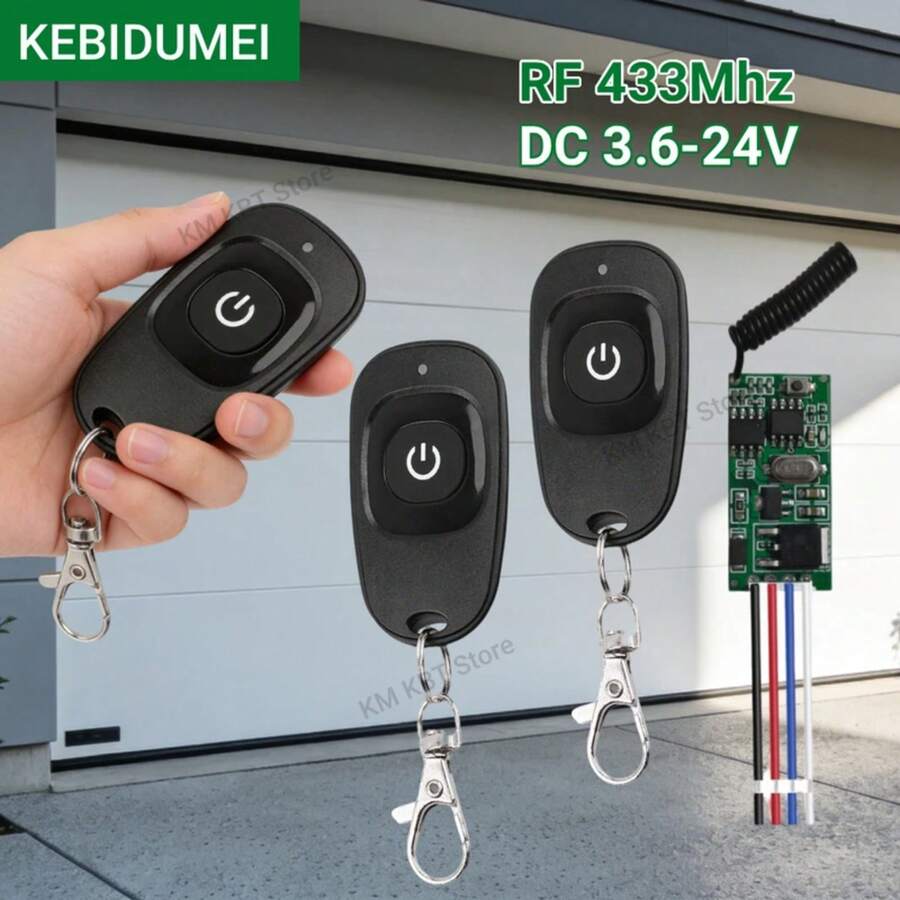 Interruptor de Motor de Control remoto inalámbrico de 433MHz 3,6 V 12V 24V controlador de Motor transmisor de 433 MHz Control remoto LED KB7G - Solo 1 control remoto - Ver 1