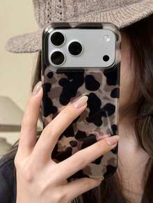1pc Leopard Print IMD 2-In-1 Phone Case, Couples Phone Case For Valentine's Day, Compatible With IPhone 17 Pro Max/16 Pro Max/15 Pro Max/13/15/16/17 Pro/14/11, Fashionable Leopard Print IMD 2-In-1 Phone Protective Case - Black - View 9