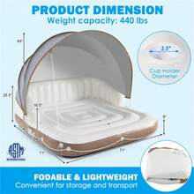 2-Person Inflatable Pool Floating Lounge, Swimming Raft With Sunshade Umbrella, Outdoor Water Lounger - C - Xem 9