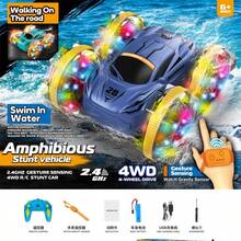 Remote-Controlled Amphibious Vehicle For Children: 2.4 GHz, 100-Meter Remote Control Range, Rechargeable Battery, Durable ABS Structure, Waterproof Design, Off-Road Tires, 35 Minutes Of Autonomy. - Royal Blue - View 2