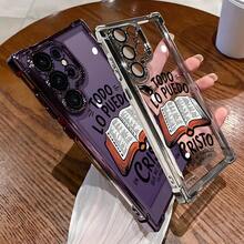 Christ Bible PatternLuxury Fashionable Ins Four Corner Airbag Anti-Drop,Slip Phone Cases For Samsung Galaxy S25 S24 S23 S22 FE Ultra EDGE Soft Back Shockproof Cover,To Family,Boy,Girl,Friends,Man,Women As A Birthday Gift - 銀色 - 查看 8