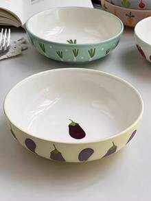 1Pc 5.5-Inch Eggplant Bowl Japanese Ins Style Vegetable Radish Ceramic Dessert Soup Snack Dish Rice Bowl - Multicolor - View 12