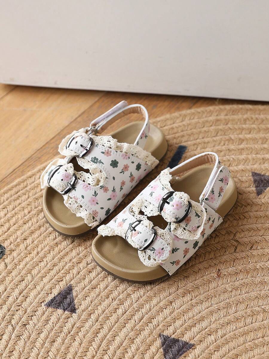 新款夏季儿童凉鞋，女童凉鞋，软底婴儿鞋 - 白色 - 查看 1