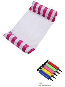 1pc Inflatable Hammock With Net, Foldable Dual-Use Backrest Floating Raft, Water Recreation Lounge Chair Floating Bed Sofa - Multicolor - View 11