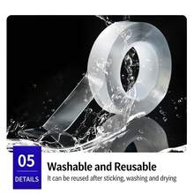 2厘米宽双面胶带，多用途可重复使用透明泡沫胶带，适用于家用物品粘合 - A厚1mm - 查看 1