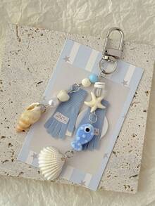 1pc Handmade Shell & Starfish Hanging Earphone Strap, Phone Lanyard, Camera Strap, Key Chain Accessory - Multicolor - View 12