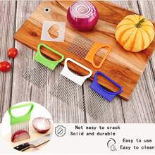 1Pc Stainless Steel Onion Holder For Slicing, Finger Guard & Food Slicing Assistant,  Vegetable Slicer Guide For Onions, Tomatoes, And Potatoes - 彩色 - 查看 4