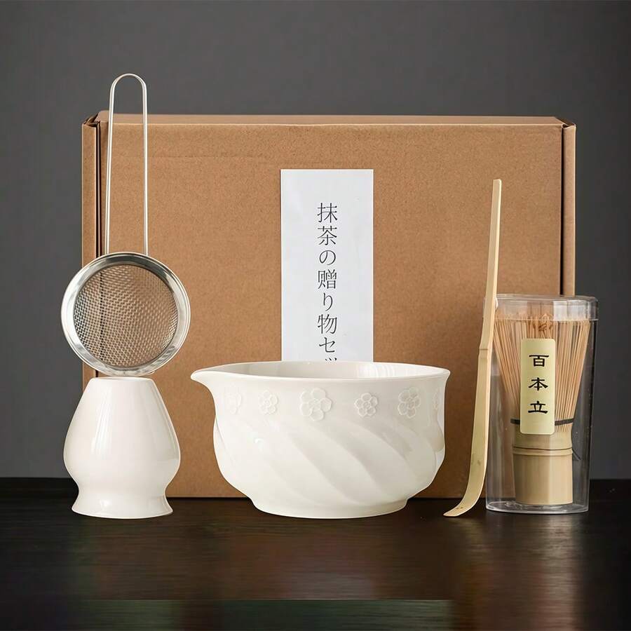1件/5件套樱花抹茶茶具，包含抹茶碗、抹茶筅、抹茶杯、搅拌棒、茶匙、茶碗套装、抹茶冲泡工具、甜点及饮品制作工具、日式礼盒、松川抹茶搅拌套装、抹茶爱好者礼物 - 彩色 - 查看 1