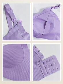 Sujetador de lactancia para maternidad, sin cables, anti-caída, sujetador de amamantamiento posparto con diseño de apertura con clip - Púrpura malva - Ver 5
