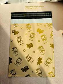 23pcs New Year Wealth Express Delivery Bags, PE Plastic Mailing Bags, Thick Logistics Bags, Suitable For Transportation, Clothing, Stationery, Party Gifts Packaging, Multifunctional Packaging, Valentine's Day, Mother's Day, Back To School Season, School, Ideal Holiday Gift Packaging - Gold - View 2