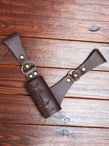 1PC Retro Black PU Leather Sword Holder With Adjustable Straps – Renaissance Fair Gothic Costume Weapon Sheath - A - View 10