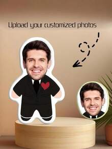 1pc Customized Photo Throw Pillow, Personalized Cushion, Can Customize Interesting Patterns, Double-Sided 3D Pillow, Suitable As Gift For Parents/Family/Her/Him/Girlfriend/Boyfriend, Couples Birthday Gift - Suit - View 3