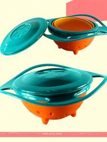 360 Degree Rotating Balanced Bowl, Gyro Bowl, Flying Saucer Bowl - Green - View 3