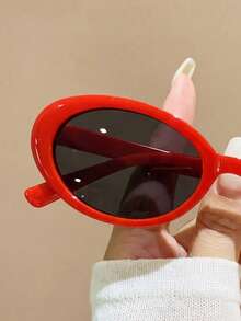 1 Pair Women's Red Oval Elegant Fashion Glasses, Suitable For Outings, Travel, Summer Accessories, Sports Style, Driving, Beach, Electronic Music Festival, Vacation, Family Outings, Golf, Hiking, Elegant Outfit, Street, Party - Red - View 3