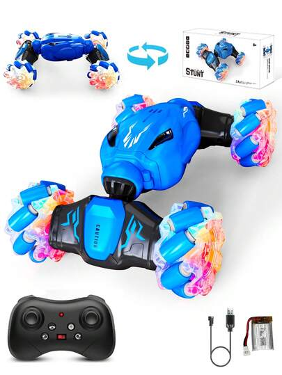 1 pieza Coche teledirigido de 2.4GHz 4WD con luces, apto para niños y niñas de 6 a 12 años, con capacidad de derrape, giro y todoterreno, un regalo de cumpleaños genial, apto para niños de 3 a 12 años como juguete de coche para Navidad/Halloween/Pascua/Acción de Gracias/Año Nuevo