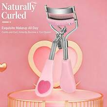 Heart-Shaped Eyelash Curler, Colorful Resin Duck Bill Handle Eyelash Curler, Eyelash Curling Tool, Makeup Accessories, Inexpensive, Room Decor, Travel, Bedroom, Makeup Supplies, Eyelash Curler - Pink - View 1