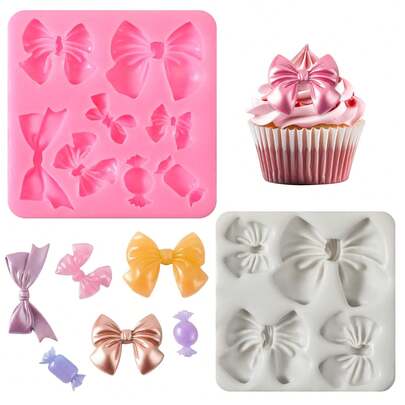 Mini Bow Chocolate Mold, Silicone Candy Mold, Bow Syrup Mold, Rice Crispy Mold, Silicone Chocolate Candy Art Cake Decorating Baking