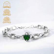 1件时尚925纯银立方氧化锆皇冠心形手链，优雅艺术，适合日常佩戴和送礼。 - 銀色 - 查看 2