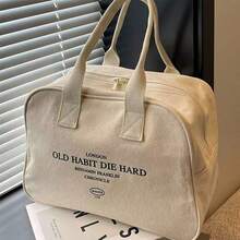 Fashionable Canvas Travel Bag, Large Capacity Handbag, Sports Luggage Bag, Lightweight Sports Bag, Short Trip Storage Bag, Women's Bag, Suitable For Weekend Travel, Holiday, Daily Use, Unisex, Valentine's Day Gift - Multicolor - View 5