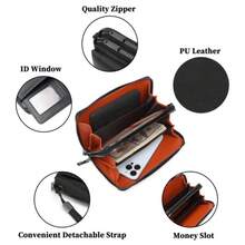 HOVI'S Men's Black Leather Texture Clutch Bag - Detachable Wrist/Handle Strap, Large Capacity For Phone & Cards, Anti-Drop Pull-Out Card Slot, New Year/Valentine's Day Gift - Black - View 9