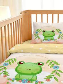 1 Set Of Baby Duvet Cover Set, Cute Frog Pattern Duvet Cover, Polyester Material, Digital Printing, Suitable For Baby Crib, All Seasons, Gifts, Babies. - Multicolor - View 5