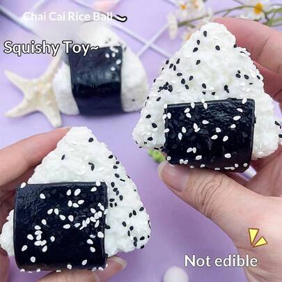 2pcs 2026 New Arrival Squishy Toy, Realistic Onigiri & Sushi Squeeze Toy, Stress Relief Fidget Toy, Suitable For Boys, Girls, Valentine's Day, New Year, Birthday, Christmas, Halloween, Perfect Gift