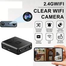 1个智能迷你摄像头，全高清1080P，支持2.4GHz无线WIFI，高清夜视，远程访问，语音对讲，室内/室外，家庭安全摄像头。 - 黑色 - 查看 3